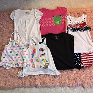 Girls 4T summer lot. Four shirts and one outfit. Oshkosh, children’s Pla…